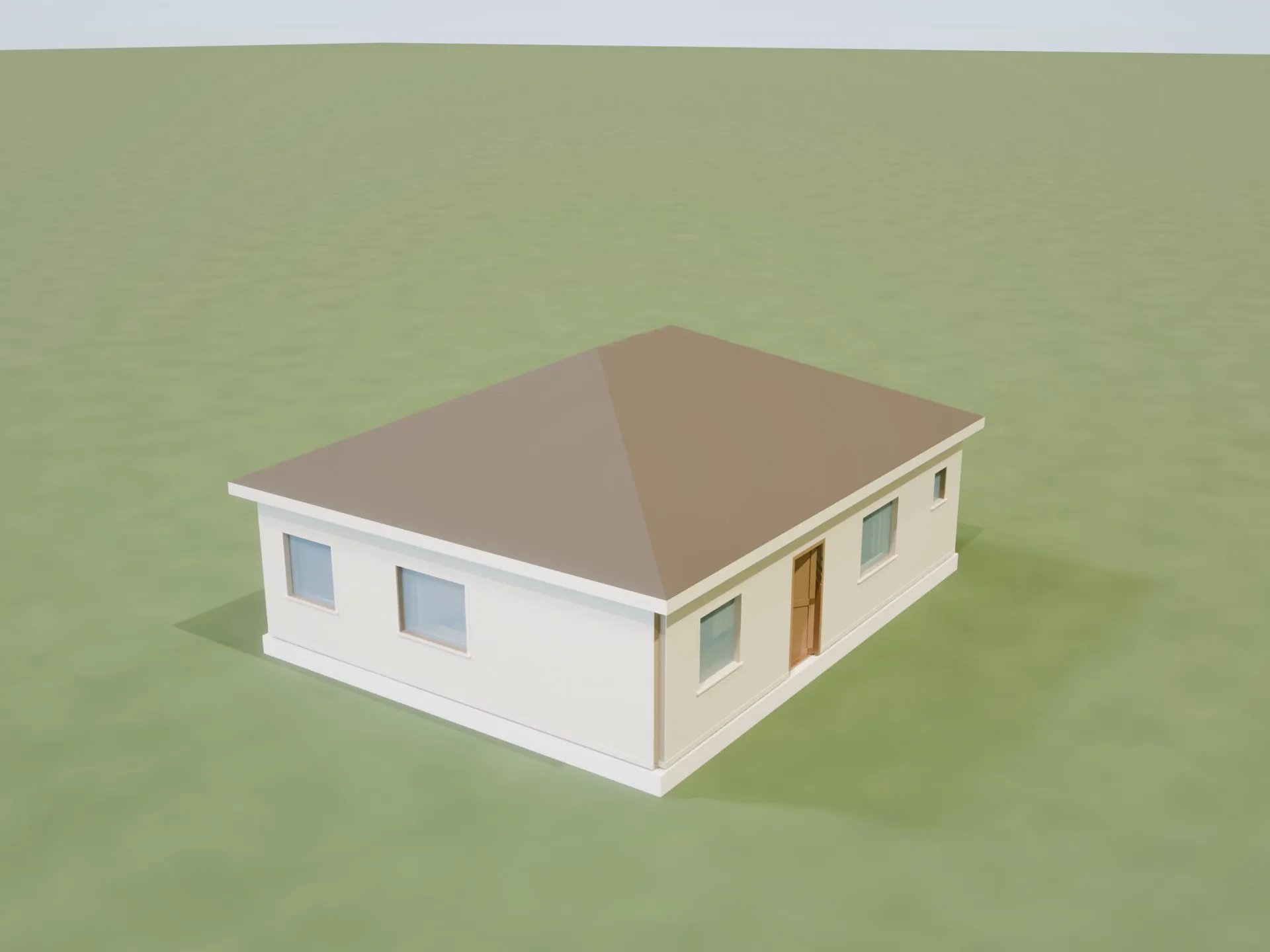 The demo flat from outside with its roof on, before the roof is toggled off